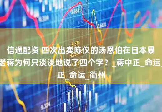 信通配资 四次出卖陈仪的汤恩伯在日本暴死，老蒋为何只淡淡地说了四个字？_蒋中正_命运_衢州